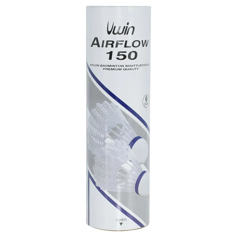 Uwin Airflow 150 Badminton Shuttlecocks Tube of 6 White